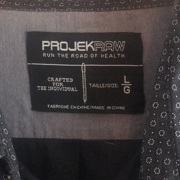 ProjekRaw navy/black patterned shoulder detail contrast cuff front pocket EUC - Picture 6 of 13